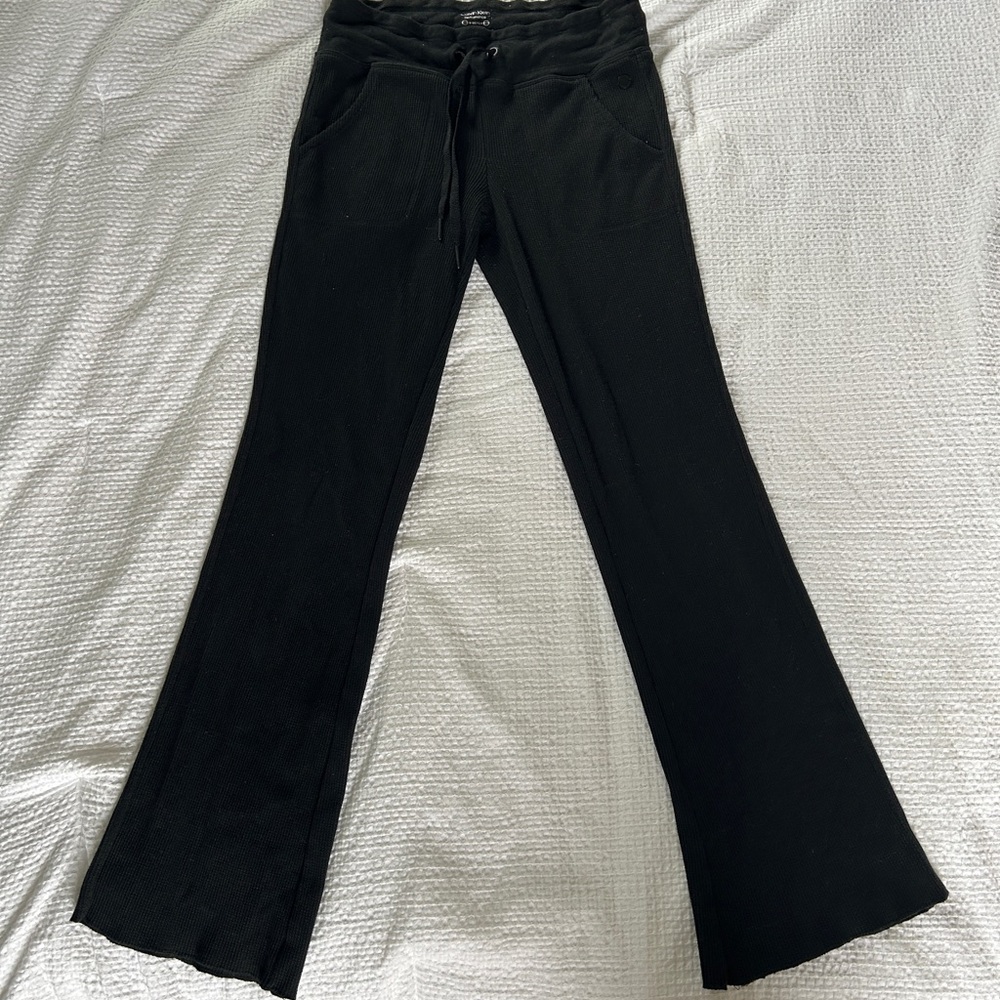 Calvin Klein Black Flare Waffle Knit Pants